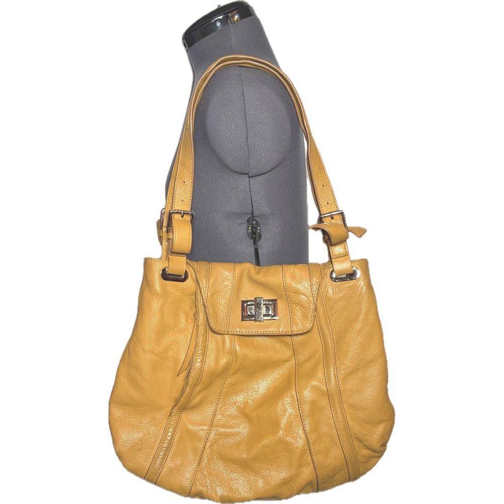 Pour La Victoire Yellow Pebbled Leather Hobo Bag Slouchy Shoulder Bag Satchel